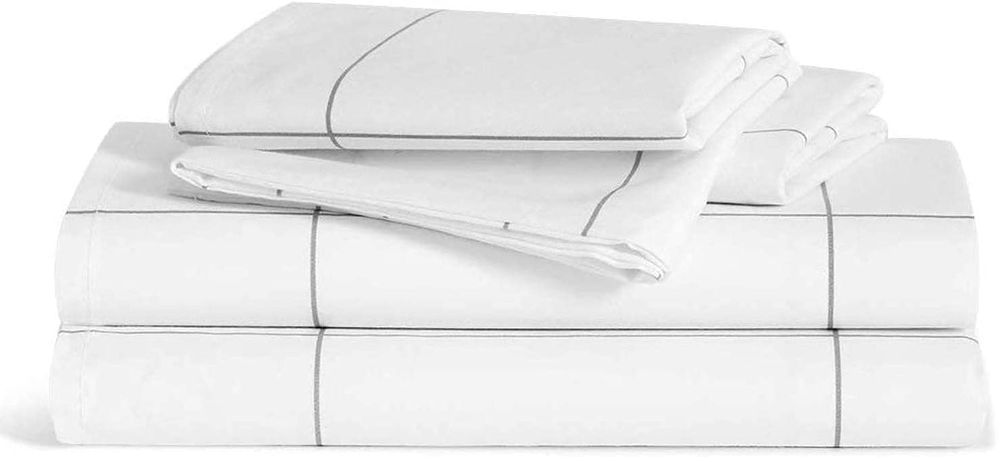 Brooklinen Luxury Sateen 4 Piece Sheet Set - 100% Cotton, King Size in White - 1 Fitted Sheet, 1 Flat Sheet, 2 Pillowcases | Best Luxury Sheets