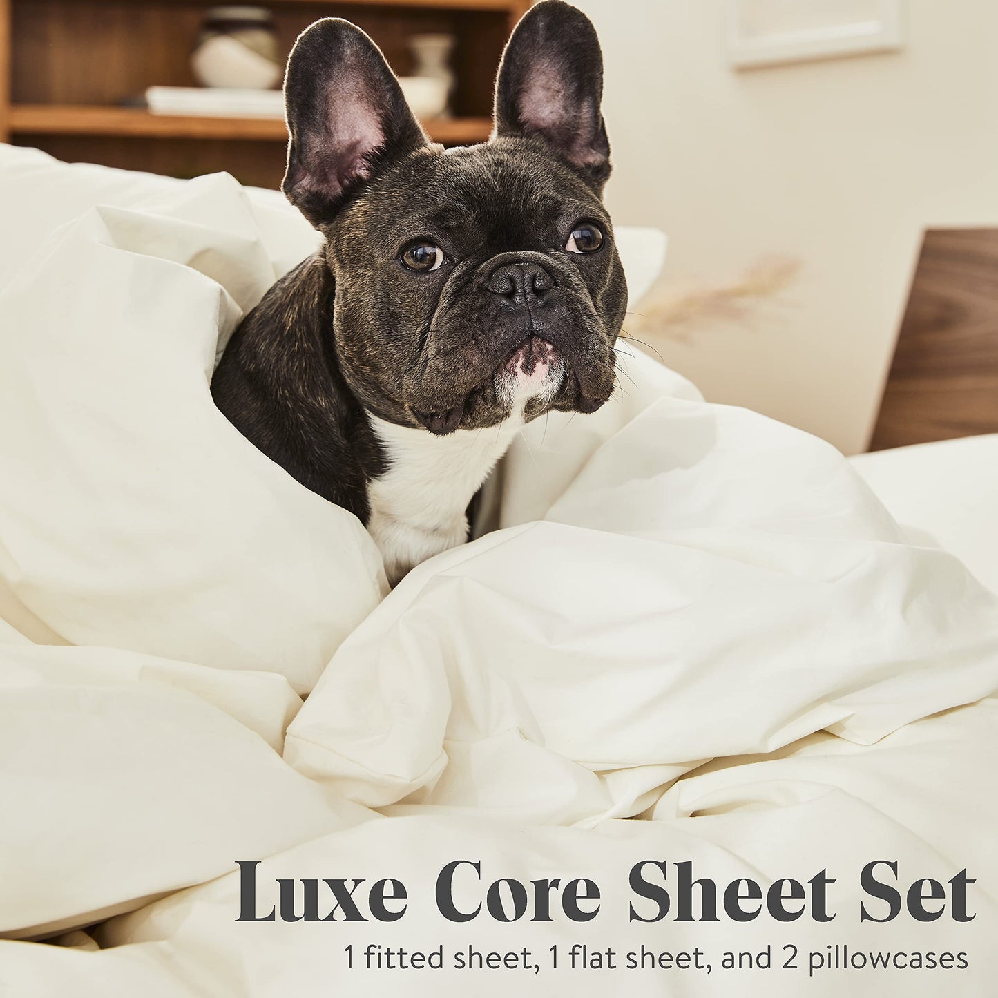 Brooklinen Luxury Sateen 4 Piece Sheet Set - 100% Cotton, King Size in White - 1 Fitted Sheet, 1 Flat Sheet, 2 Pillowcases | Best Luxury Sheets